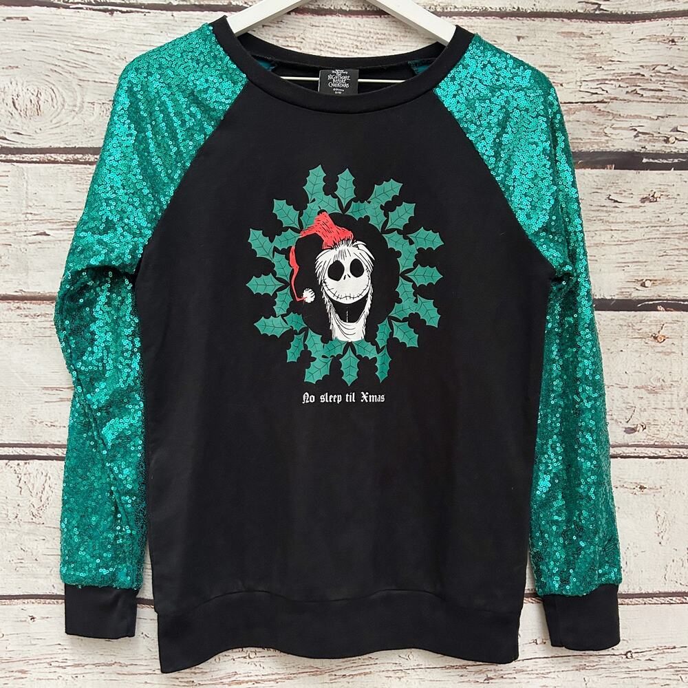 DISNEY The Nightmare Before Christmas Jack Skellington Sequin Sweater Sz M